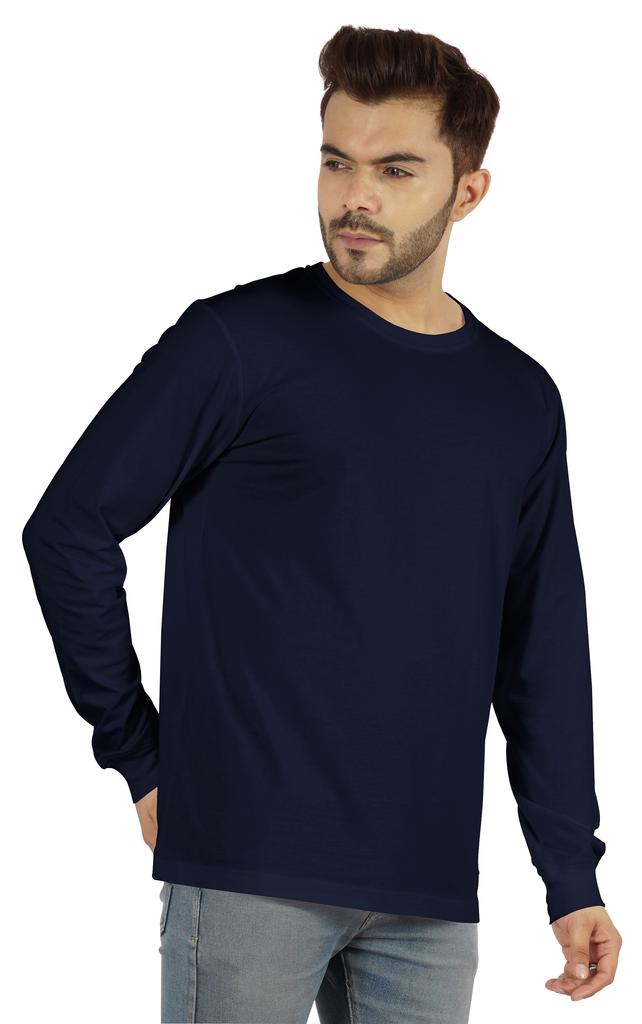 Inkmeso Men  S Cotton Long Sleeve T-shirt Basic Crew Neck Shirt