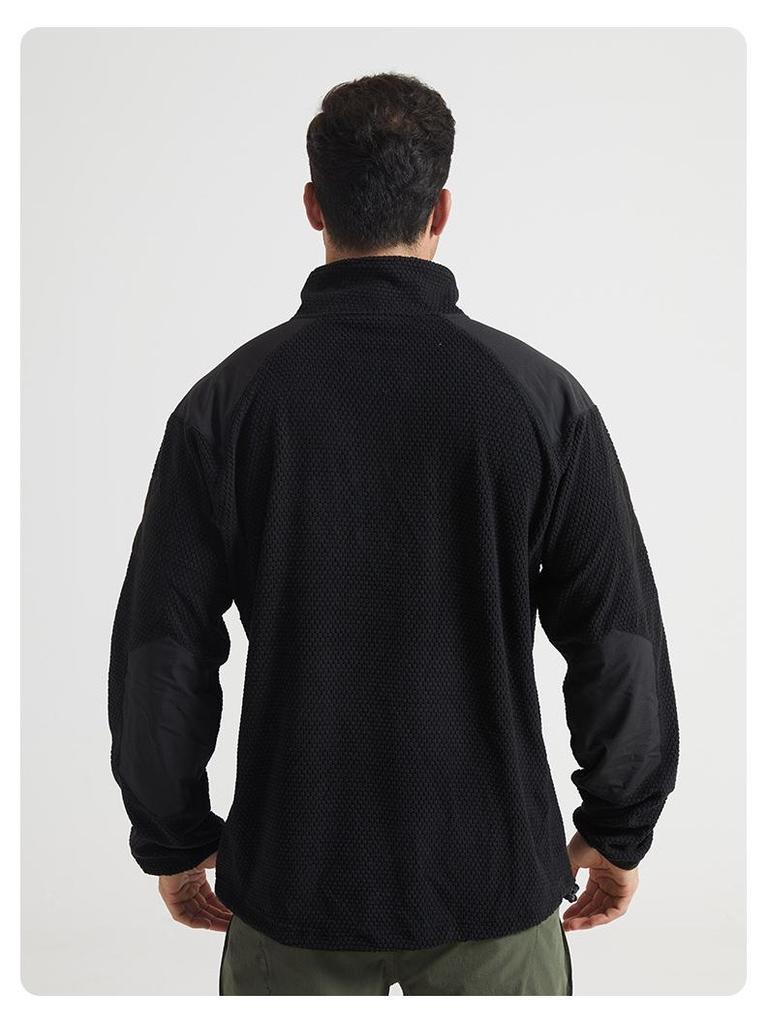Herren Taktische Fleece Kapuzenjacke mit Stehkragen