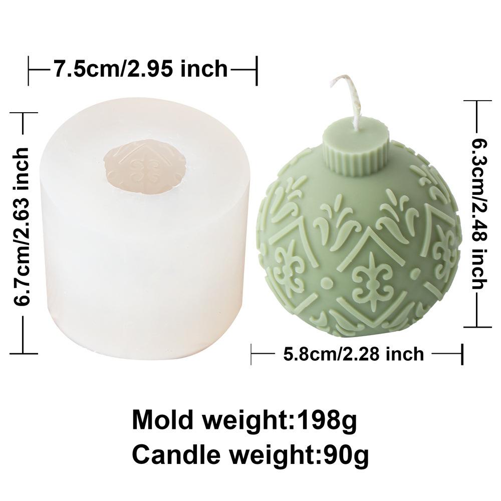 3D Relief Snowflake Ball Candle Silicone Molds Geometric Stripe Spherical Aromath Plaster Soap Resin Mold Christmas Decor Gifts