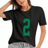 Damen Baumwoll-T-Shirt Nummer Zwei, Premium-Druck aus reiner Baumwolle, Langlebig, Lässig und Modisch. Grünes T-Shirt mit Grafiknummer 2, Weicher und atmungsaktiver Stoff F