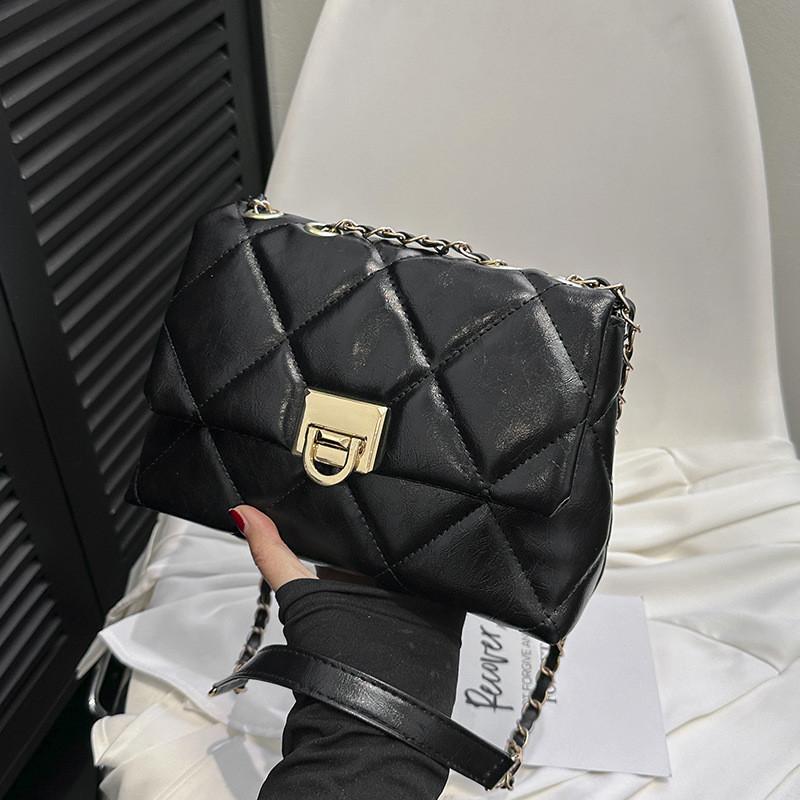 

Stylish Street Trend Chain Women s Bag Casual Simple Pu Shoulder Bag Popular New Style Handbag Female Black White Brown чёрный