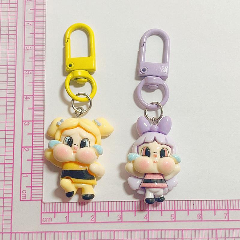 Cute Crying Girl Keychain Cartoon Backpack Decoration Girl Students Key Ring Jewelry Gift