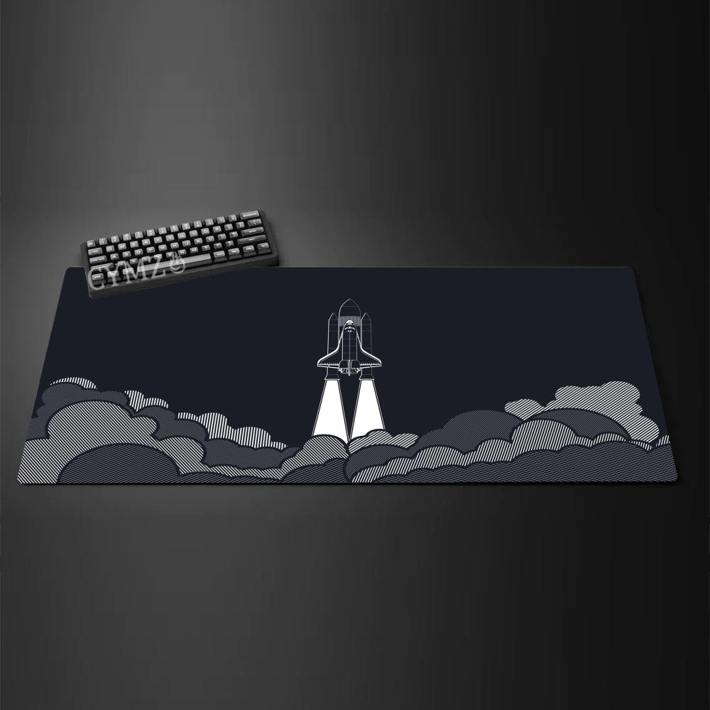 Space rocket large Mouse Pad Desk Mat Gaming mats NonSlip Stitched Edge Keyboard Extended pad Computer mouse pads office rug