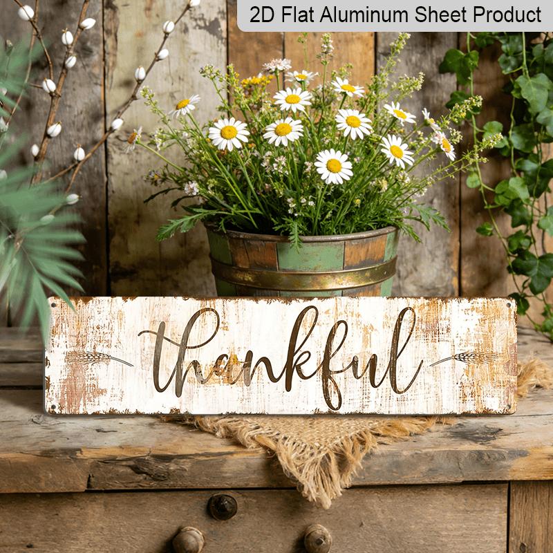 

15.7×3.94inch Rustic Thankful Sign for Autumn Home Decor, Aluminum decorative sign, Rectangle Acrylic sign, Fall Decor, Door Decor, Fashion Art 40cm x 10cm