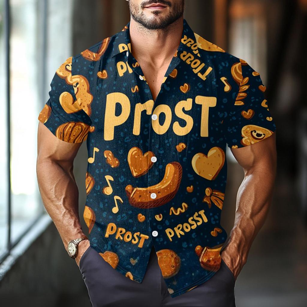 Men's Casual Casual Independence Day Print Short-sleeved Shirt