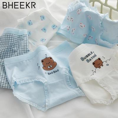 5 τμχ/σετ Simple Cloud Water Blue Coffee Cute Bear Girl Εσώρουχα Γυναικεία βαμβακερή τσάντα μέσης ισχίου φοιτητικό σλιπ