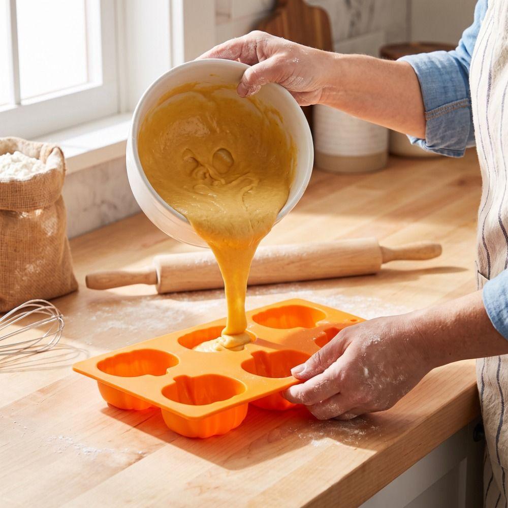 1/2Pcs Flexible Pumpkin Baking Mold 3D Silicone Baking Mold Halloween Cake Mold  Kitchen Bakeware