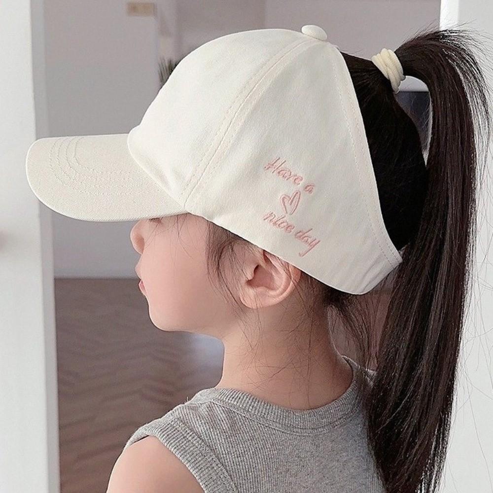 High Ponytail Kids Sun Hat Solid Color Baby Peaked Cap Korean Children's Baseball Cap  Outdoor