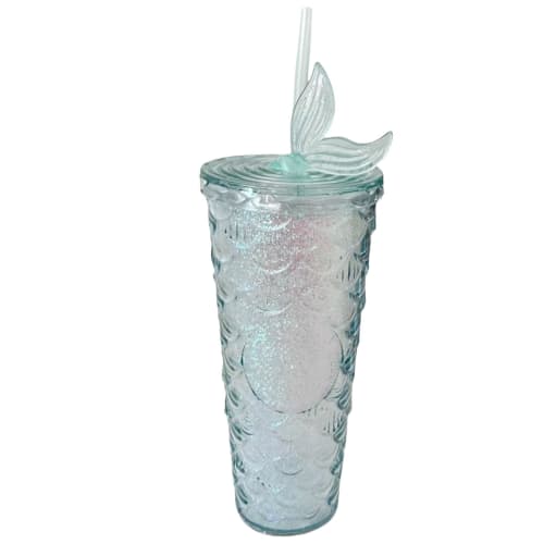 710ml Tumbler with Straw, Large Capacity, Double-Walled Plastic, for Cold Drinks, Fashionable Gift Idea (710ml, Turquoise Blue)