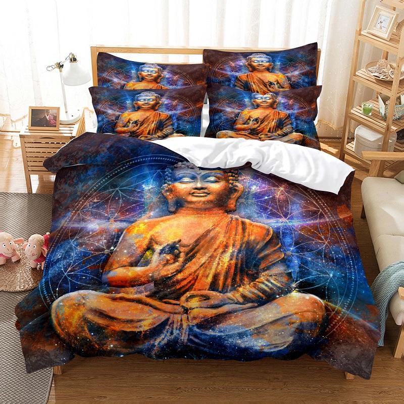 Buddha Duvet Cover Set Queen Size Single Double Bed 220x240cm Twin King Full Bedding Sets Quilt Case Linens 3D HD Pillowcase