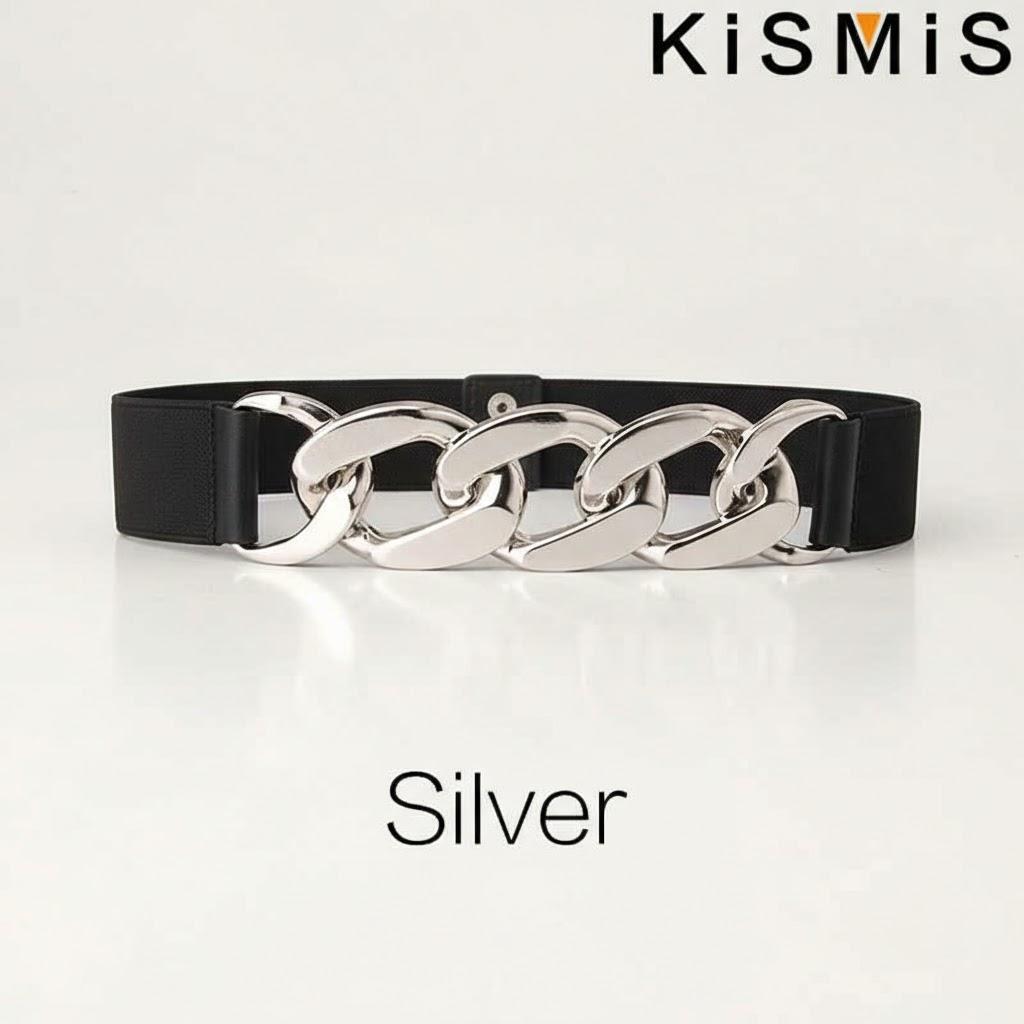 

Fashion Women s Gold Chain Elastic Metal Waist Belt Silver Style Trendy Chain Strap Dress Coat Sweater Decorative Waistband серебряный