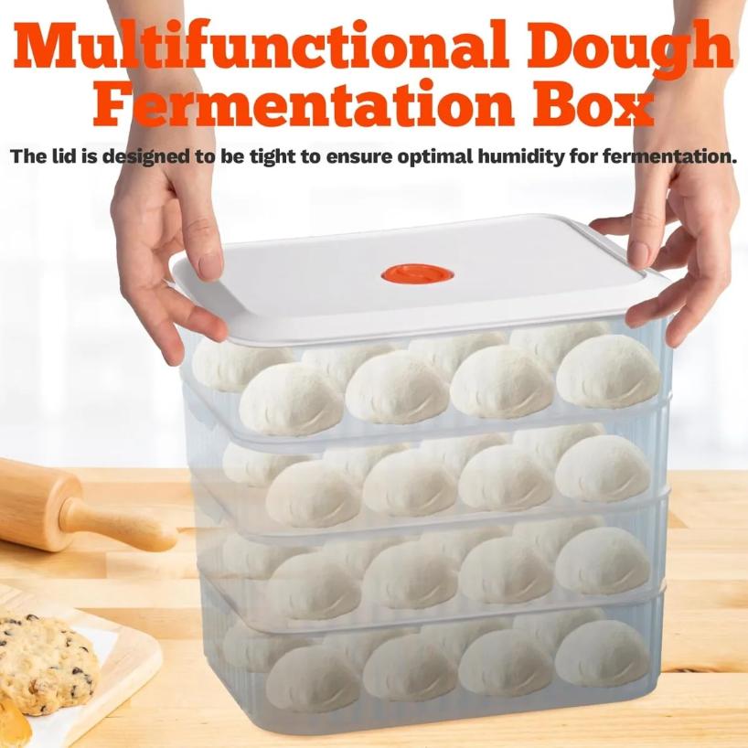 12inch Pizza Dough Proofing Box with Scraper Multifunction Stackable Pizza Dough Container for Baking Bread Cake Sourdough Use