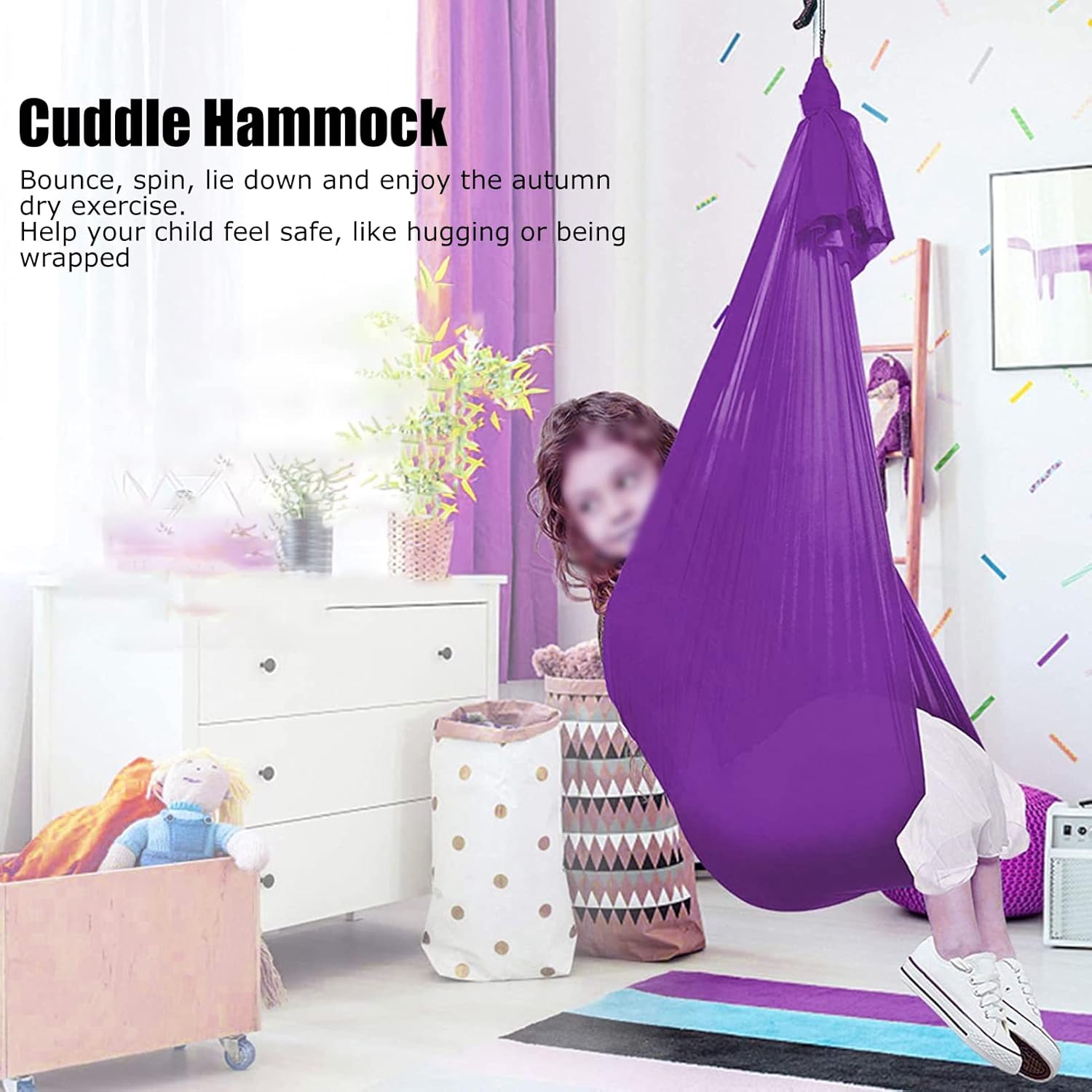 Sensory Swing Hanging Therapy Swing for Kids Elastic Swing Indoor Outdoor Cuddle Hammock Snuggle Swing Cuddle Hammock Kids Hanging Pod for Autism