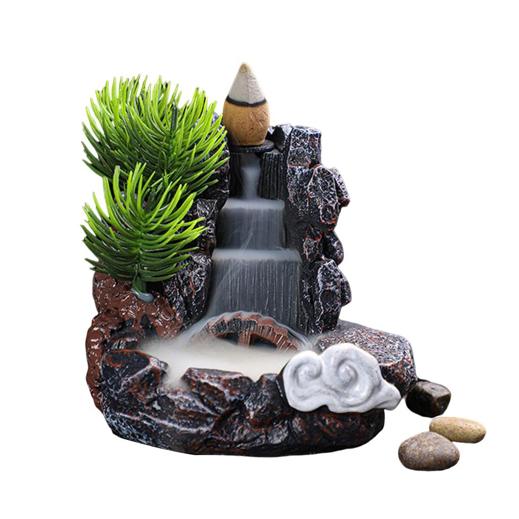 Resin Backflow Incense Home Ornament Mountains River Waterfall Reflux Incense Burners Fountain Backflow Aroma Incense Holder 7