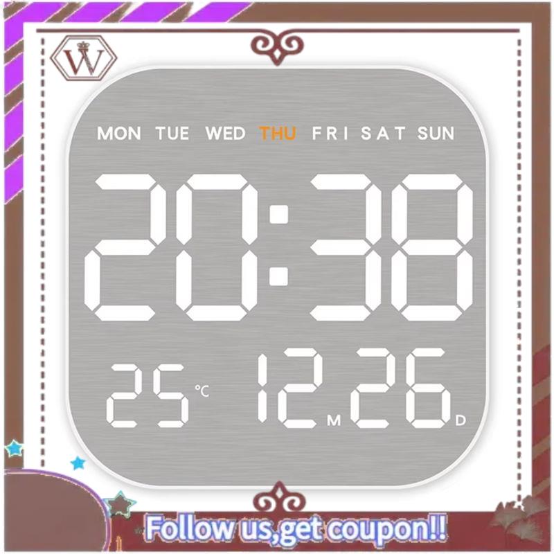 A95D-Wall-Mounted Multi-Functional Digital LED Clocks Wall-Mounted Electronic Wall Clock Bedroom Electronic Wall Clock белый