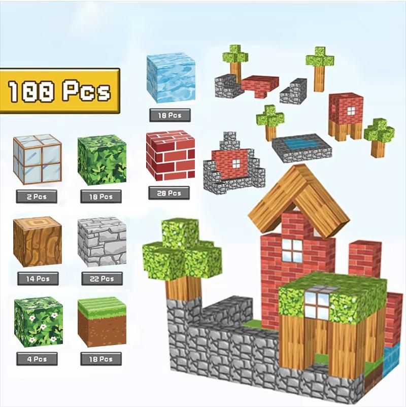 100pcs Magnetic Blocks Game Build Magnet Toys For Boys Girls Stem Montessori Sensory Cubes Game Toys Gift