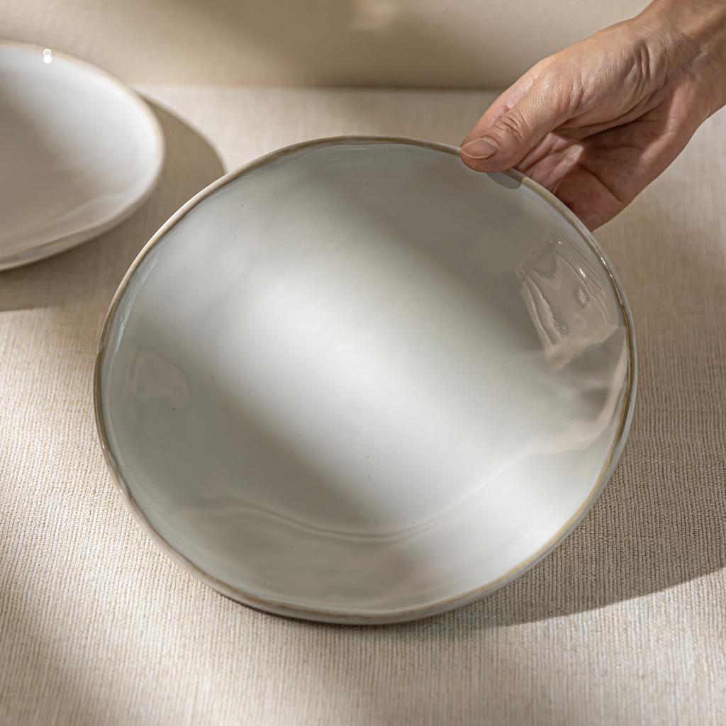 Simple Light Gray Ceramic Plate High-Value Vegetable Plate Western Food Plate Home Restaurant Japanese Tableware Salad Plate Breakfast Plate