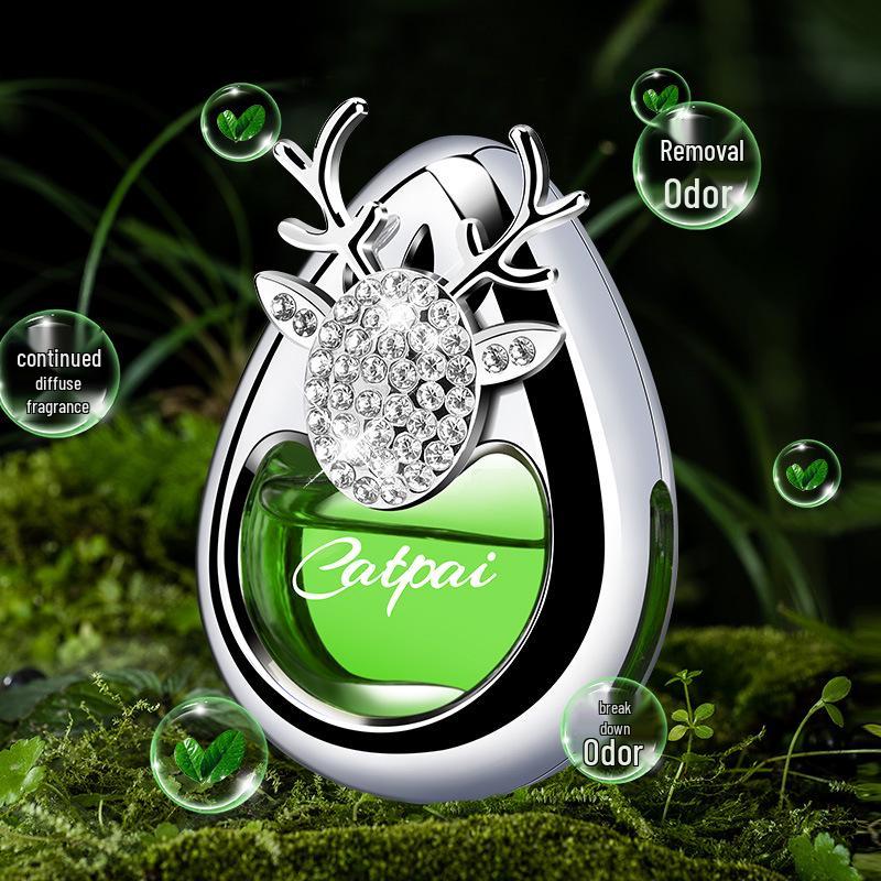 Diamond-Studded Deer Car Perfume: Elegant Air Vent Freshener & Cute Ornament for Women's Car Interiors
