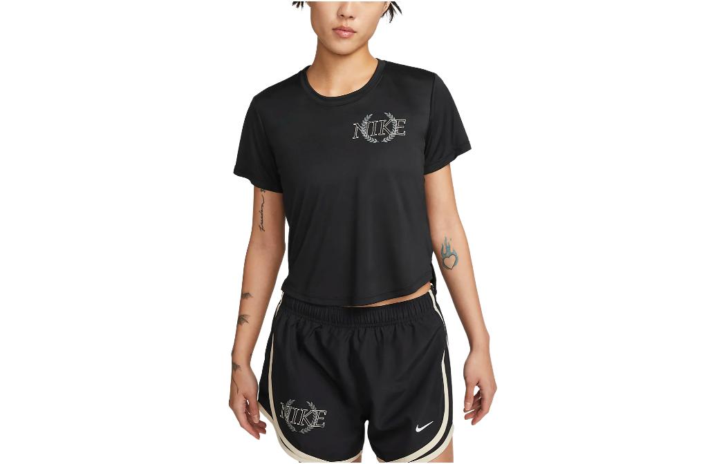Nike Dri Fit T Shirts Women s Black Crew Neck Moderate Straight Fit DX0183-010 L