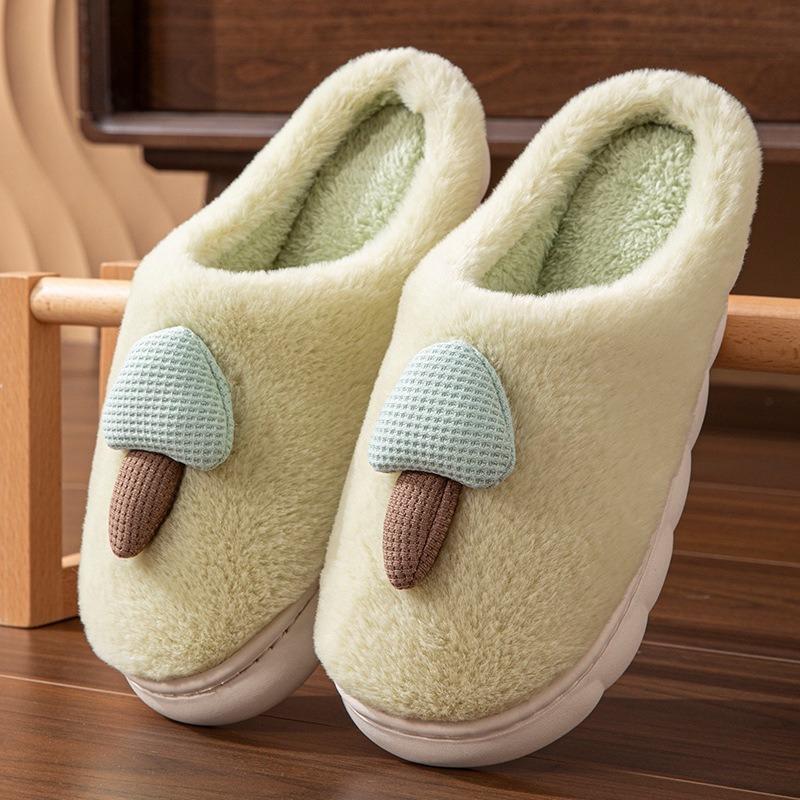 Autumn and Winter New Cotton Slippers Women's Home Non-slip Soft Bottom Men's Fluffy Cotton Mop Indoor Warm and Cute