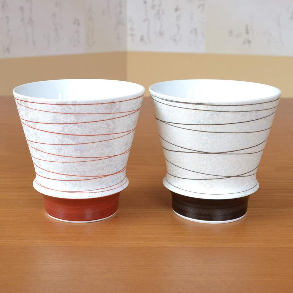 A perfect gift for and A pair of Arita ware shochu set of in a wooden parents, grandparents, first-time employees. glasses, "Kotobuki" (a two), box.