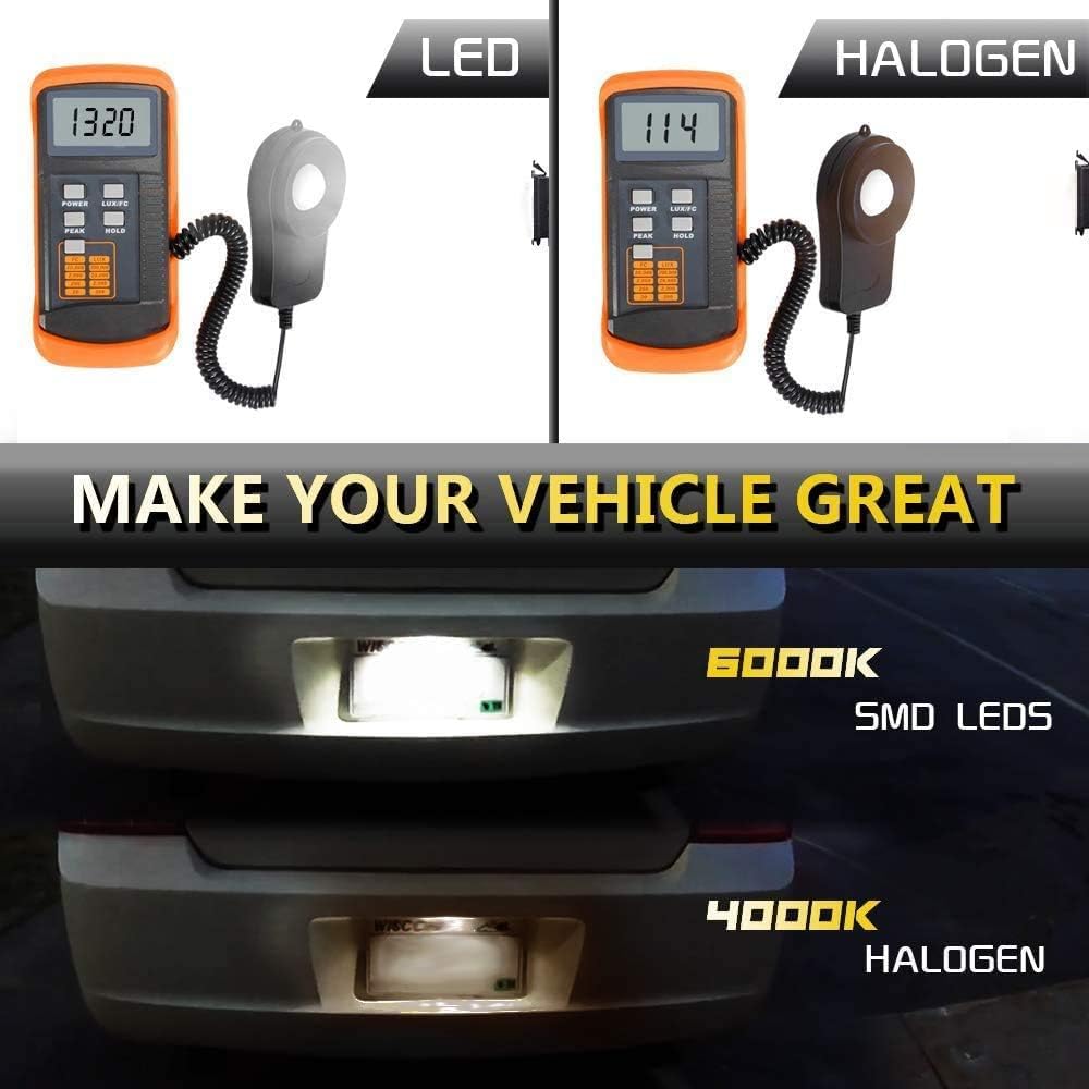 LED License Plate Light Lamp Assembly For 2015- Dodge Charger Challenger Chrysler 300 Pacifica Jeep Compass 6000K Dimond White, Pack of 1