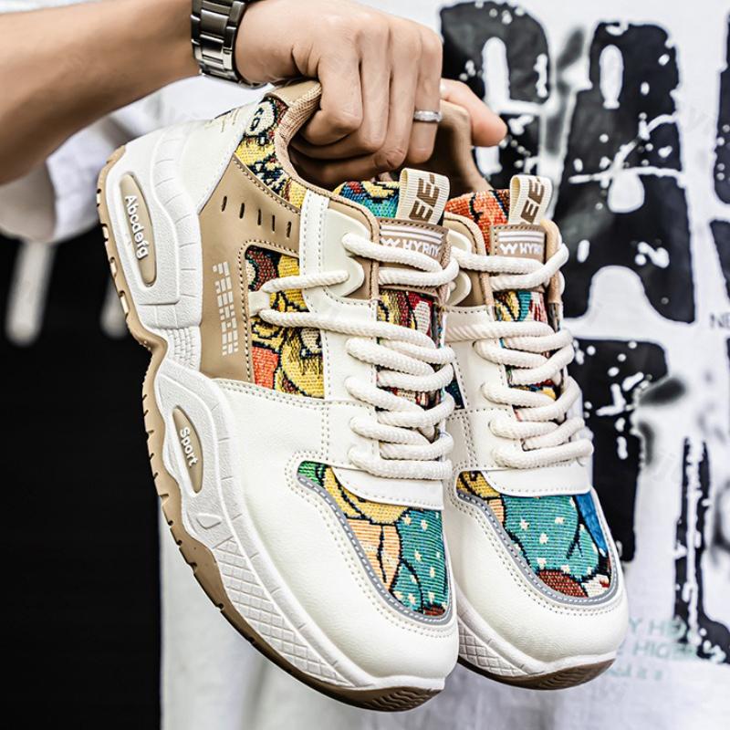 Fashion Platform Sneakers Spring Autumn Men's Height Increase Breathable Non Slip Running Shoes Comfortable Fashion Lace Up Casual Shoes