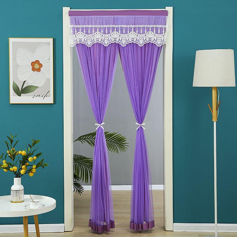 Krajková dvouvrstvá protikomáří závěs na dveře s přepážkou pro soukromí pro všechna roční období