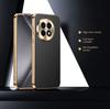 First Layer of Cowhide Lychee Texture Electroplated Frame Case For OnePlus 13R 13 12R One Plus Ace 5 Pro 3 2 Lens Protect Cover