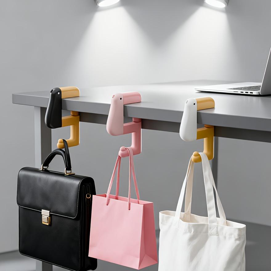 1PC Heavy-Duty Bag Hook - Load-Bearing Non-Slip Clamp,Desk Organizer for Backpacks, Keys,Tablets - Reusable Adhesive-Free Holder