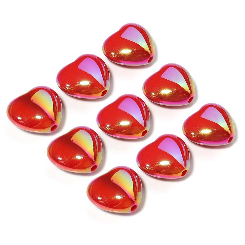 10/100Pcs/lot AB Color Love Heart Acrylic Beads Mixed Color Loose Spacer Beads for Bracelet Necklace Jewelry Making Accessories