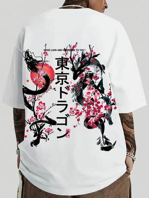 Japanisches Drachen Sakura T-Shirt Tokyo Style Grafik-T-Shirt