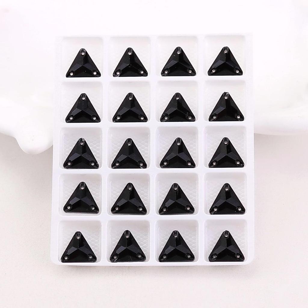 Black Flat Buckle Double Hole Hand-Sewn Crystal Glass DIY Accessories