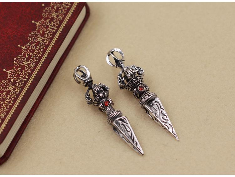 Ethnic Vajra Pendant Necklace, Thai Silver, S925 Sterling, Unisex Jewelry Charm