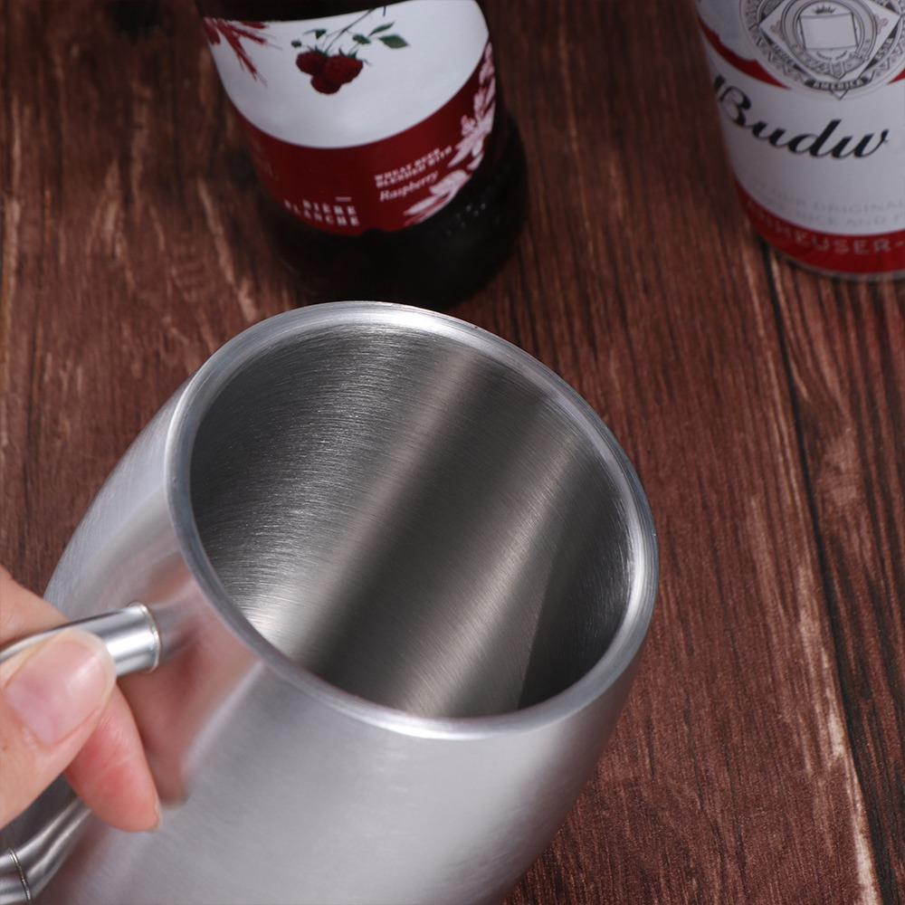 Vacuum Insulation 420ml Stainless Steel Beer Mug Double Wall with Handle Lid Coffee Cup Portable Durable Office Water Mugs Home