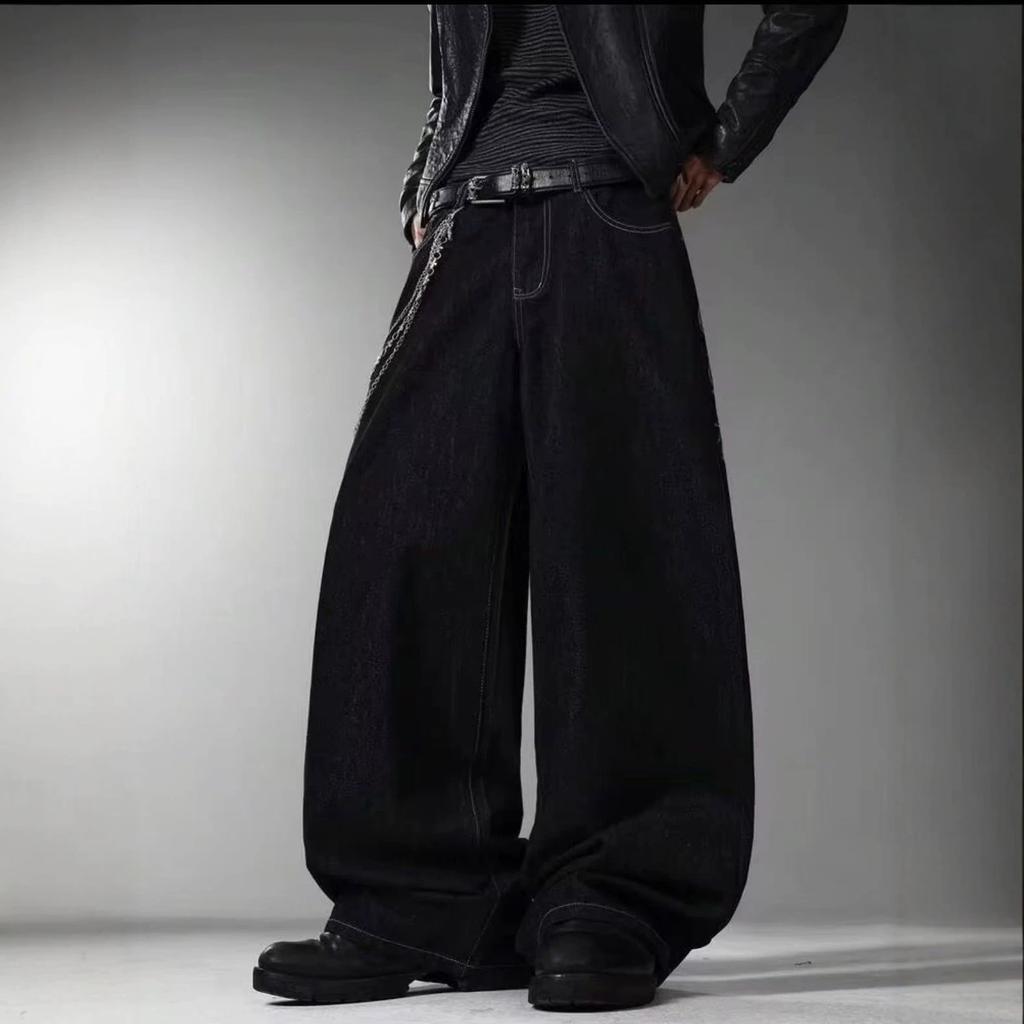 Jeans Americani Larghi Dritti da Uomo Hip Hop Gotico Street Jeans Casual da Uomo