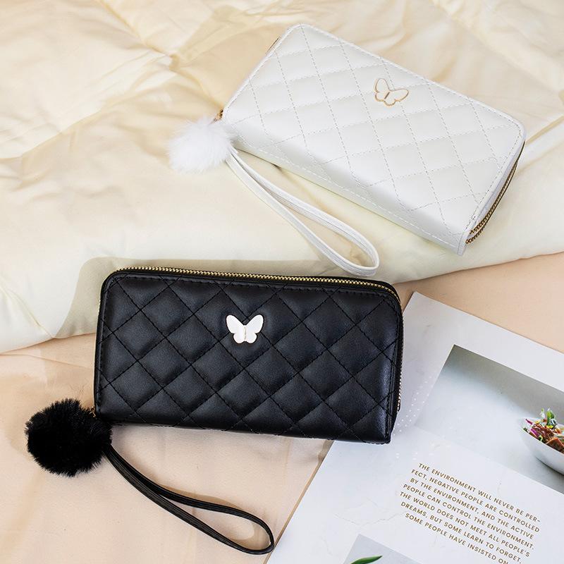 Carteira de Pulso Feminina Doce Europeia e Americana de Luxo Leve Estilo Fresco e Delicado Porta-Cartões Múltiplos e Bolsa Simples para Celular Feminina