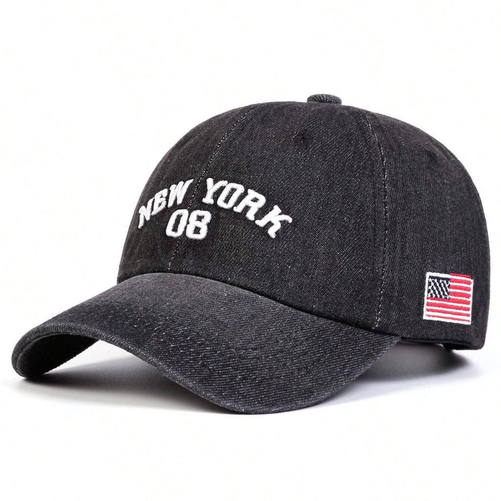 Cowboy Embroidered Baseball Hat NEW YORK Embroidered Duck Tongue Hat Used Sunshade Curved Brimmed Hat