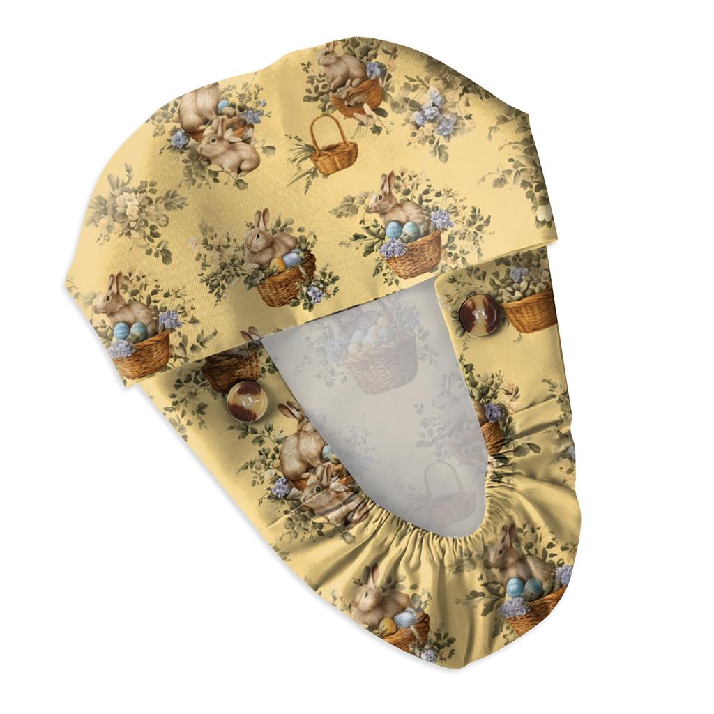 Berretto da lavoro alla moda con stampa, Berretto casual da donna con coda di cavallo, Berretto da lavaggio, Berretto Baotou