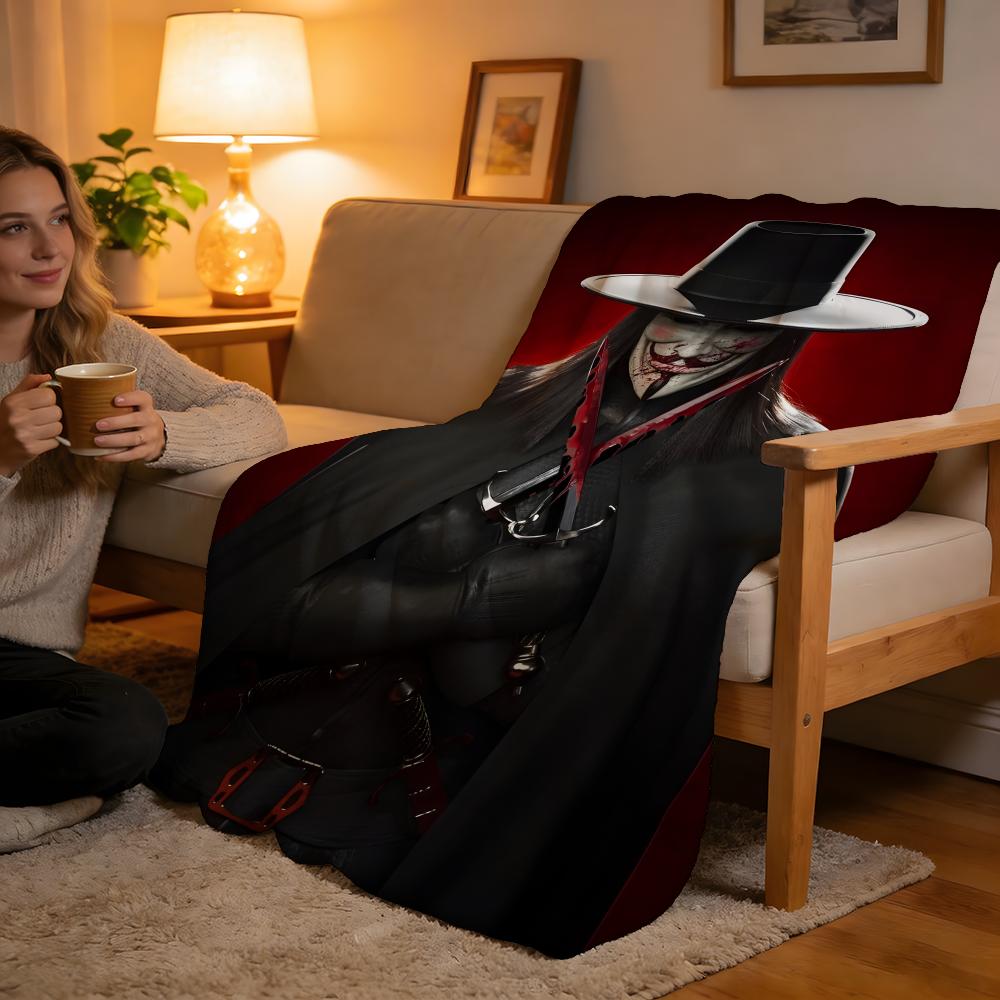 

Throw High-Density Short Plush Blanket For Sofa Nap Room Soft Skin-Friendly Classic Thriller Movie V For Vendetta 75x90cm