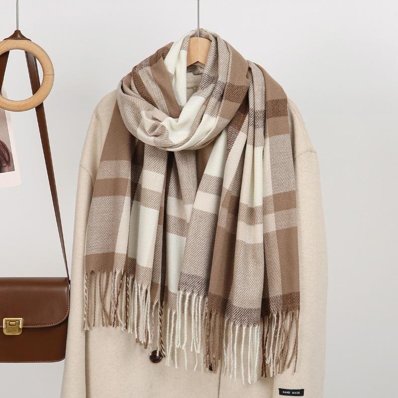 

Autumn and winter cashmere thorn plaid scarf women s versatile atmosphere Maillard winter warm scarf women s cape shawl