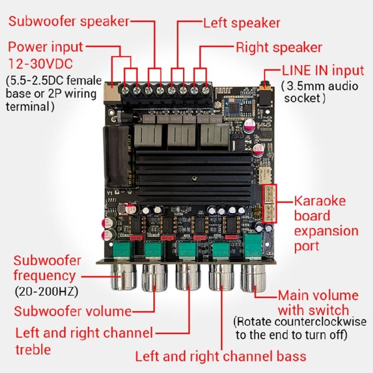 Subwoofer Amplifier Board Amplifier Power Amplifier Board 2x100W+200W 2.1 Channe