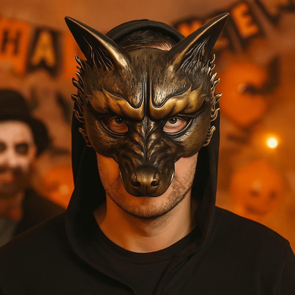 Half Face Halloween Mask Animal Cosplay Mask Punk Masquerade Mask  Men