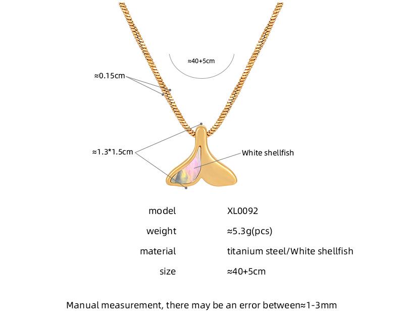 European-American Mermaid Tail Necklace: White Shell & Titanium Steel Pendant