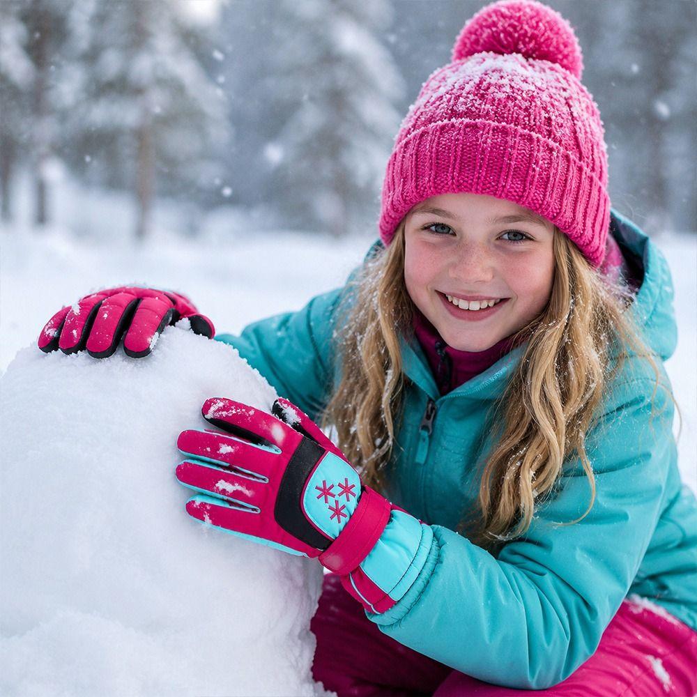 Non-slip Snow Gloves Waterproof Kids Winter Mittens Cute Children Ski Gloves  Mountaineering