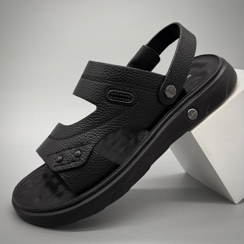 Men s Genuine Leather Non-slip Breathable Outdoor Sandals  Flip-flops 41