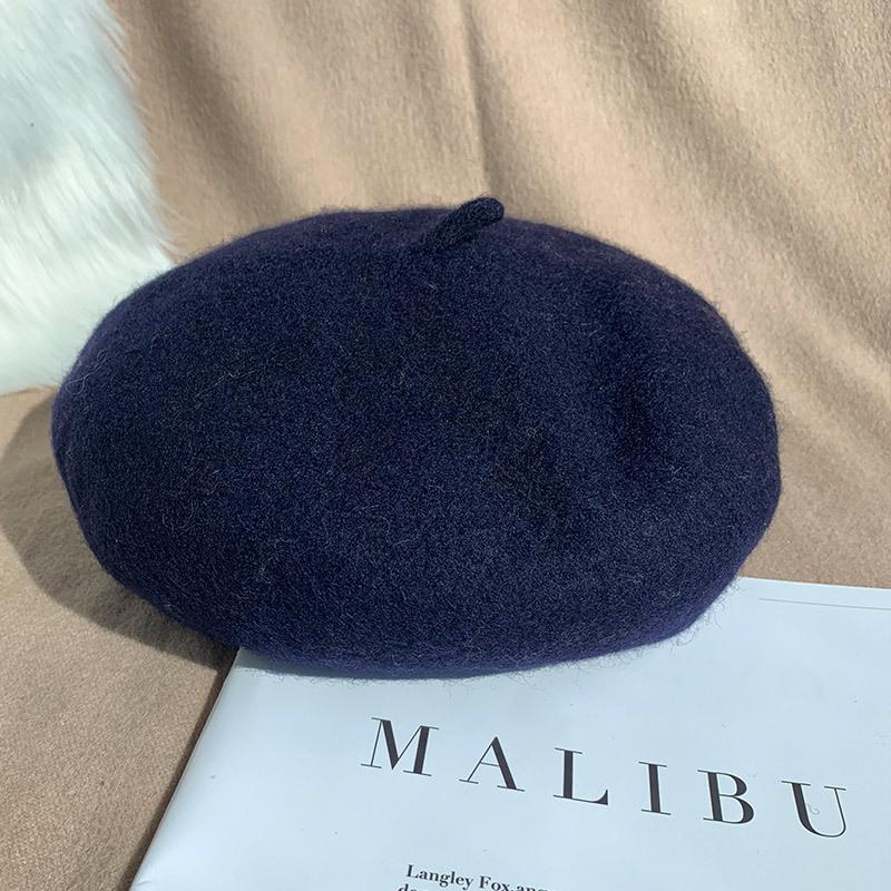 New hat autumn and winter trend women's beret monochrome high-quality warm painter hat spot