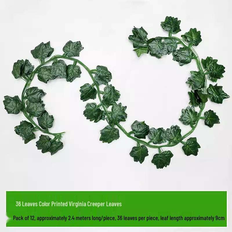 Rattan Air Conditioning Pipe Cover with Artificial Green Vines and Leaves
