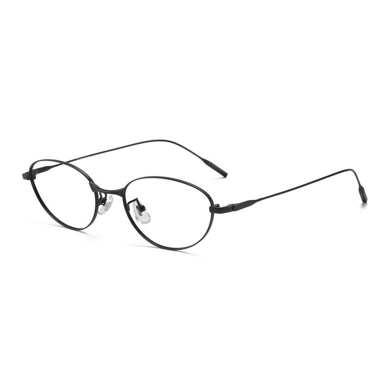 Pure Titanium Cat-Eye Eyeglass Frame 55 - Super Light, No-Makeup Style, Little Fox Design