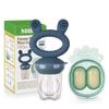 Haakaa Baby Fresh Fruit Feeder Baby Solid Food Self Breast Milk Popsicle Shaped Storage Feeder for Soothing 4 Months (Steel Blue) - Feeder, & Baby's